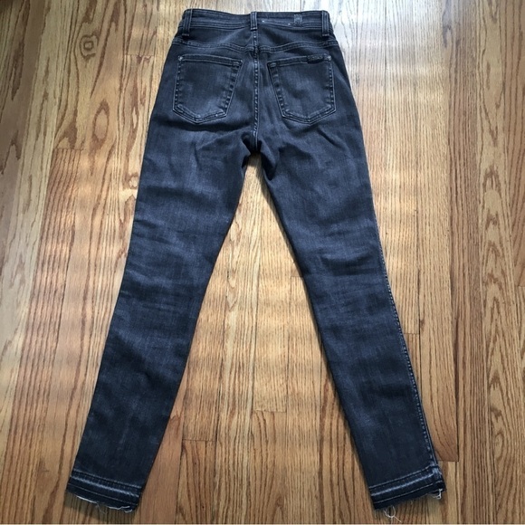 7 For All Mankind The Abby Black High Rise Front Seam Split Raw Hem Skinny Jeans - Picture 14 of 16